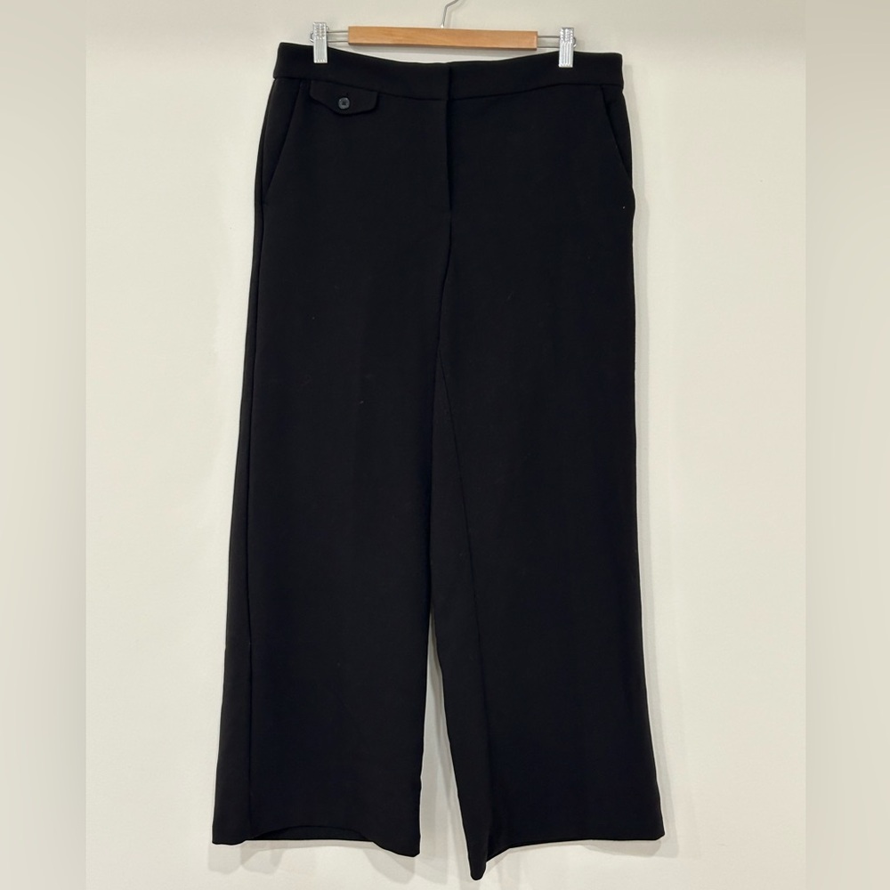 LOFT Black Wide-Leg Dress Pants Business Career Size 12 Curvy